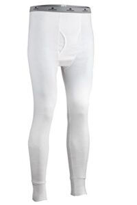 indera mens long drawers - combed & ringspun thermal underwear pant, white, x-large us