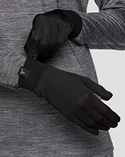 Terramar Adult Thermasilk Liner Winter Gloves for Men and Women Skiing, Hikking, Cold Weather Activities, Black, Medium