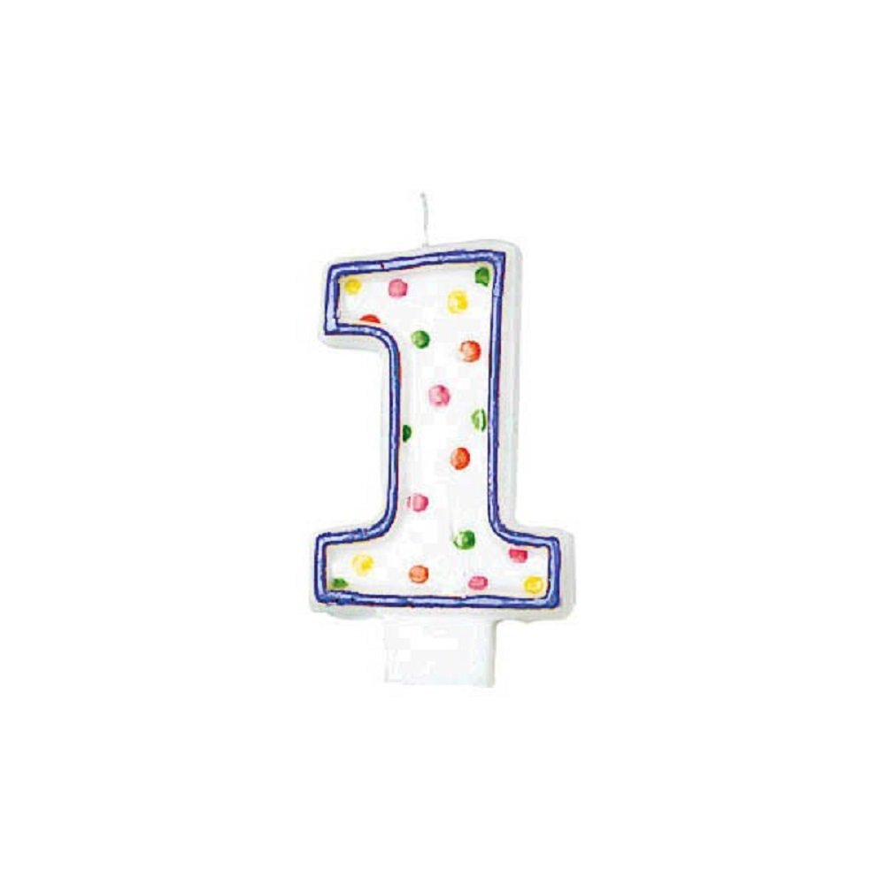 Polka Dots #1 Flat Molded Multicolor Wax Candle - 3" (1 Pc) - Ideal for Birthday & Celebration Cake Décor