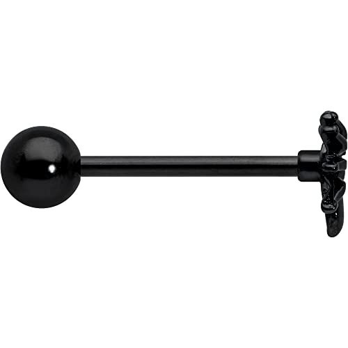 Body Candy Anodized Black 3D Spider Barbell Tongue Ring 14 Gauge 5/8"