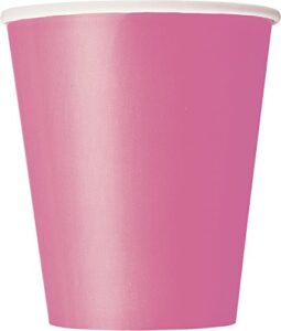 hot pink solid paper cups set - 9 oz (pack of 8) - elegant & eco-friendly party drinkware - perfect for birthdays, showers, & special celebrations