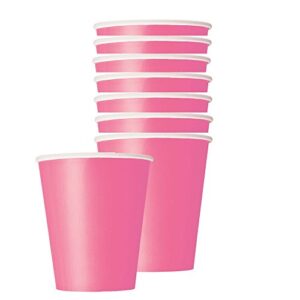 Hot Pink Solid Paper Cups Set - 9 oz (Pack of 8) - Elegant & Eco-Friendly Party Drinkware - Perfect for Birthdays, Showers, & Special Celebrations