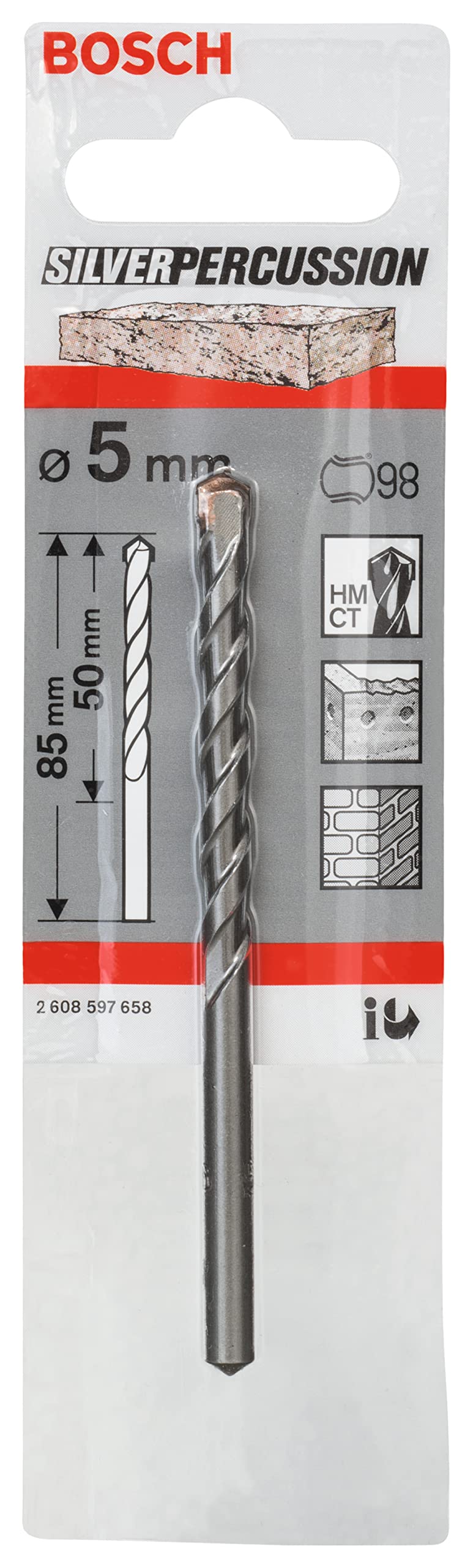 Bosch 2608597658 Concrete Drill "Cyl-3" For Concrete 5mmx50mmx3.35In