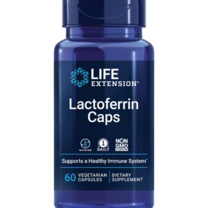 Life Extension Lactoferrin Caps, healthy immune response, GI support, vision health, gluten-free, non-GMO, 1-daily, vegetarian, 60 capsules