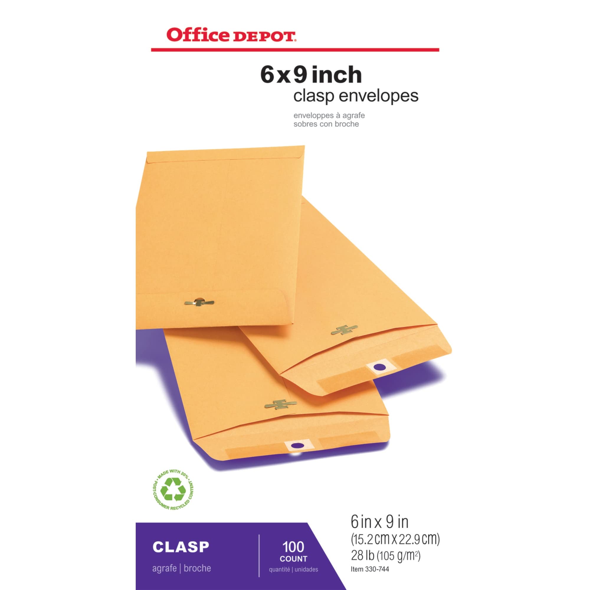 Office Depot® Brand Clasp Envelopes, 6" x 9", Brown, Box Of 100