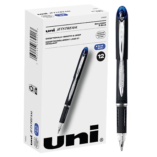 Uniball Jetstream Stick Pen 12 Pack, 1.0mm Medium Blue Pens, Wirecutter Best Pen, Ballpoint Pens, Ballpoint Ink Pens | Office Supplies, Ballpoint Pen, Colored Pens, Fine Point, Smooth Writing Pens