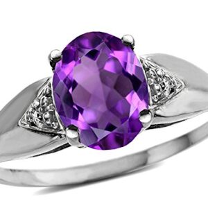 Tommaso Design Oval 9x7 Genuine Amethyst Ring 14 kt White Gold Size 6.5