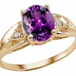 Tommaso Design Oval 9x7 Genuine Amethyst Ring 14 kt White Gold Size 6.5