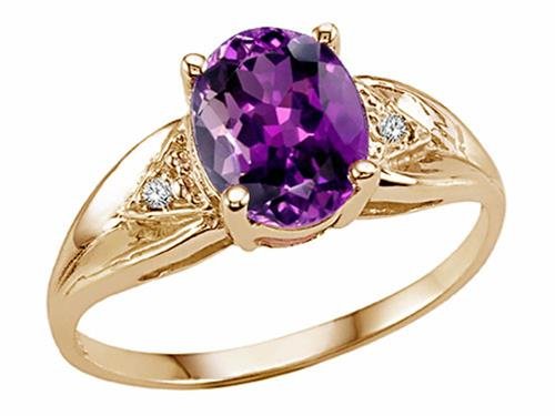 Tommaso Design Oval 9x7 Genuine Amethyst Ring 14 kt White Gold Size 6.5