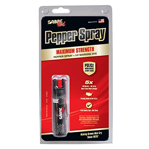 SABRE Red Pepper Spray - Police Strength - Compact Size with Clip (Max Protection - 35 shots, up to 5x's more)