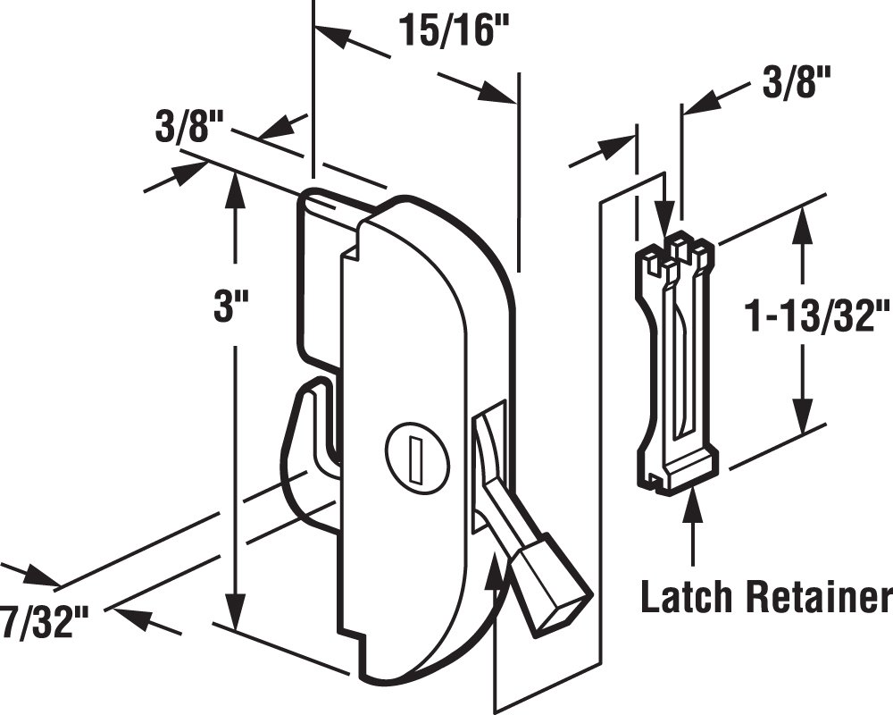 Prime-Line E 2077 Sliding Door Internal Lock and Lever, Diecast Lock Housing (Single Pack)