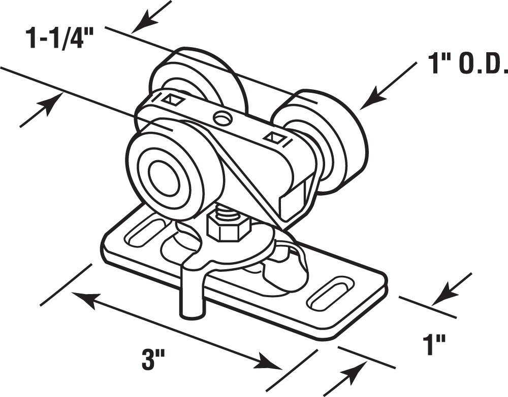 Prime-Line N 6848 1 In. Flat Nylon Wheel Bi-Fold Door Roller (2 Pack)