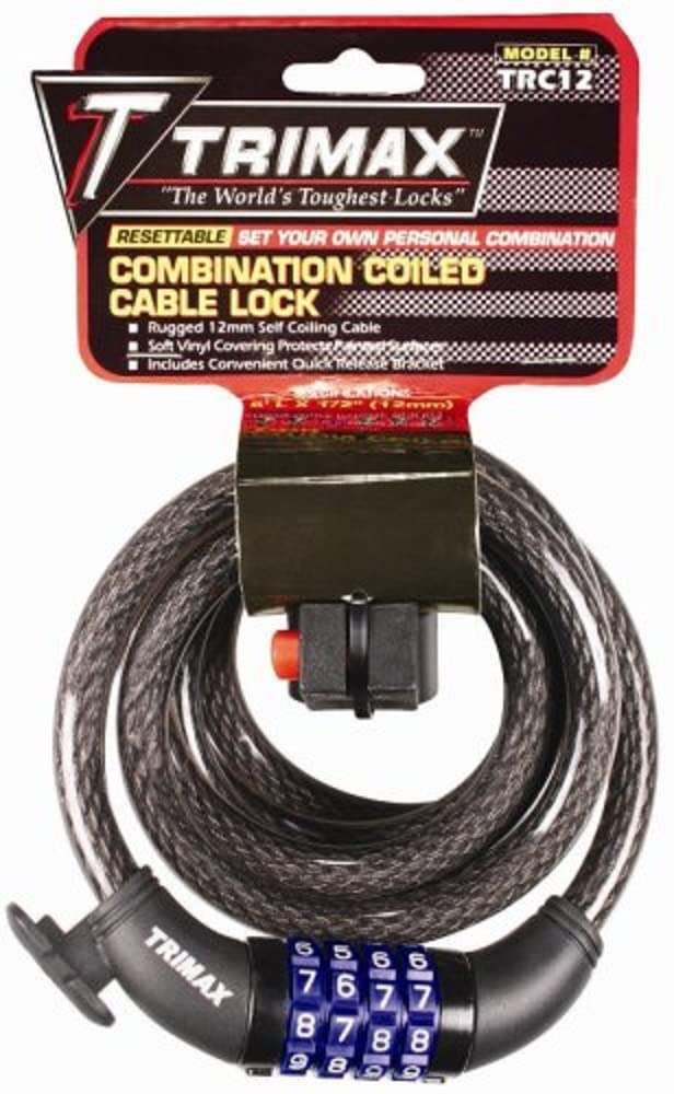 Trimax TRC12 Medium Security Resettable Combination 6 ft Length x 12mm, Black