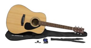 yamaha gigmaker standard acoustic guitar w/ gig bag, tuner, strap and picks - natural