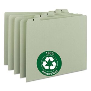 Smead Pressboard Guides, 1/5-Cut Tab, Daily (1-31), Letter Size, Gray/Green, Set of 31 (50369)