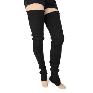 foot traffic, cable knit legwarmers (super long, black)