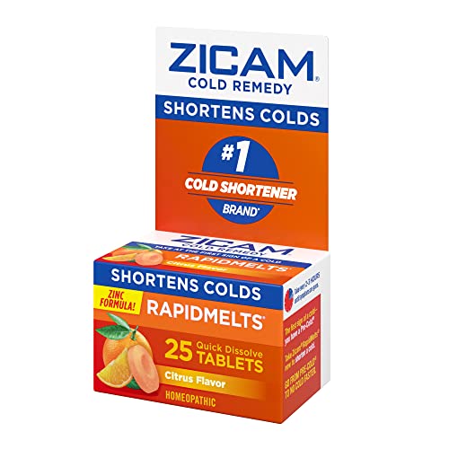 Zicam Cold Remedy Zinc Rapidmelts, Citrus Flavor, 25 Count (Pack of 1)