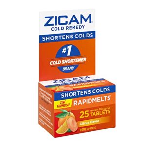 Zicam Cold Remedy Zinc Rapidmelts, Citrus Flavor, 25 Count (Pack of 1)