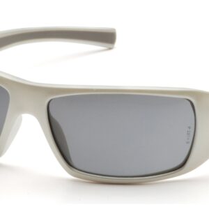 Pyramex Goliath Safety Eyewear, White Frame, Gray Lens