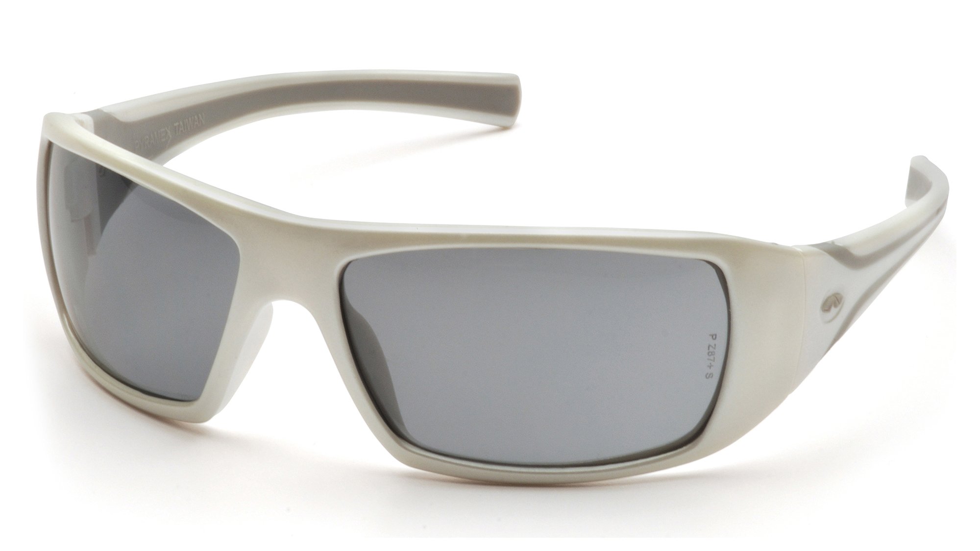 Pyramex Goliath Safety Eyewear, White Frame, Gray Lens