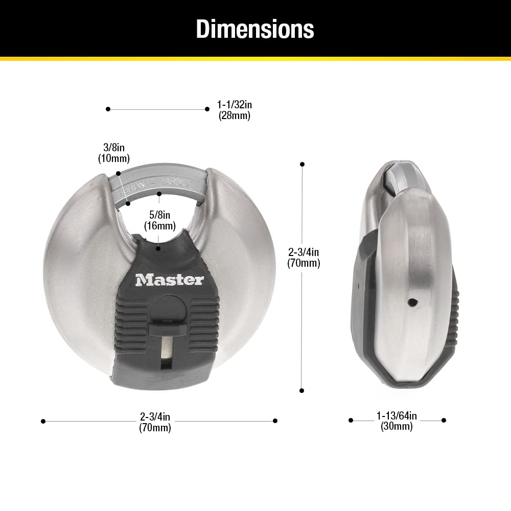 Master Lock M40XKADCCSEN M40XKAD Discus Lock, Keyed Alike, Silver