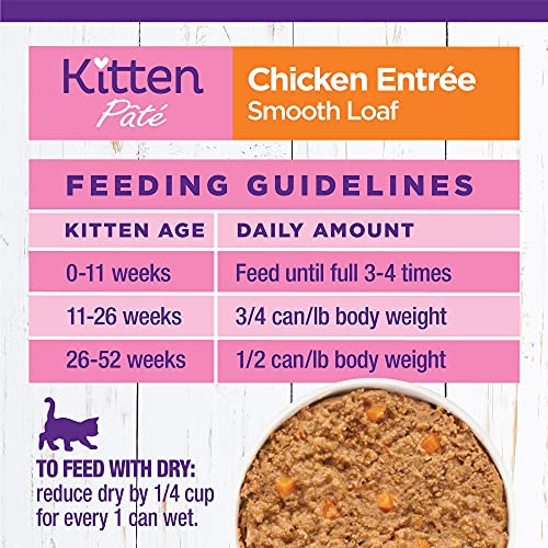 Wellness Complete Health Grain-Free Chicken Entrée Wet Kitten Food - Natural Ingredients with Real Chicken, Brain Development DHA, Essential Fatty Acids and Eye Health Taurine, 3 oz cans (Pack of 24)