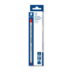 STAEDTLER 108-2 Lumocolor Omnichrom Non-Permanent Pencil - Red (Box of 12)