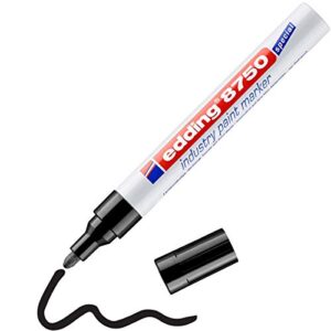 edding 8750 industry paint marker - black - 1 pen - round nib 2-4 mm - paint marker for writing on dusty, slightly oily surfaces, tyres, metal, glass and wood - permanent, waterproof