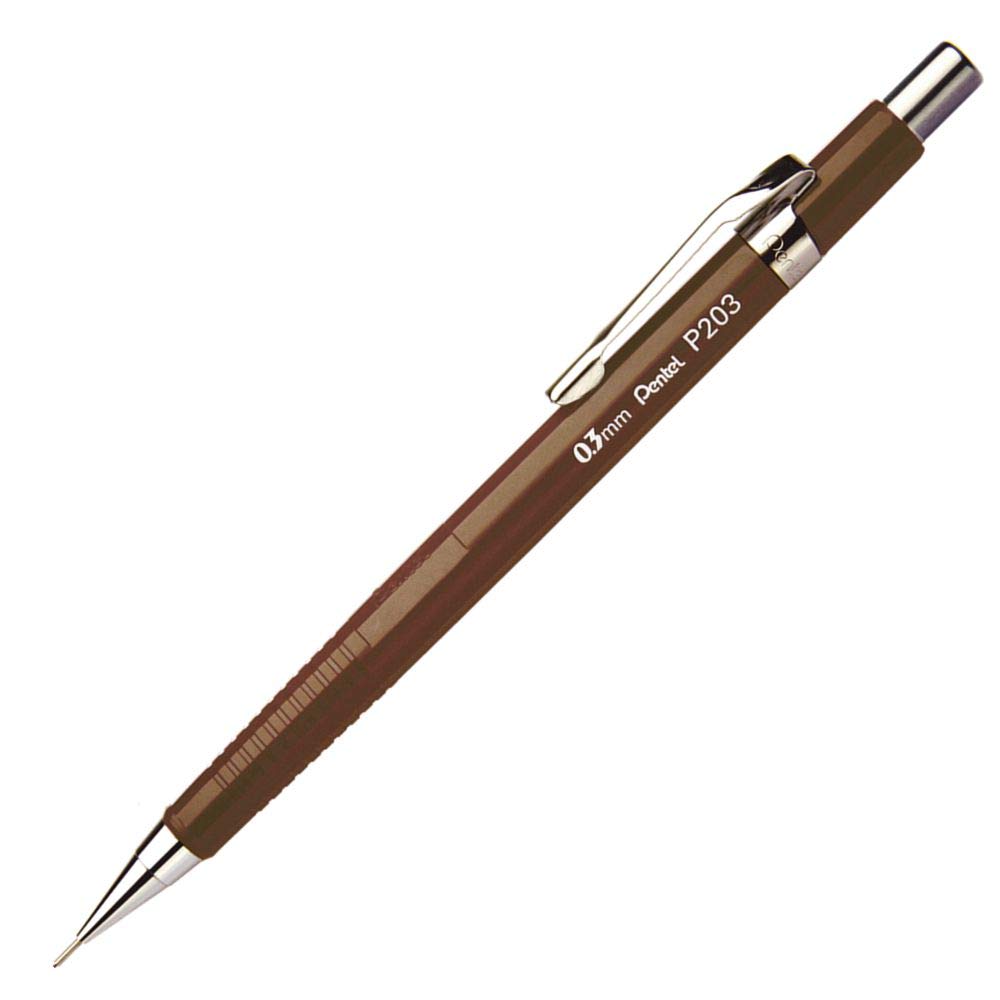 Pentel 0.3mm P200 Series Mechanical Pencil Lead with Brown Barrel