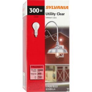 Sylvania 15740 300-Watt Incandescent, 5870 Lumens, E26 Medium Base, PS30 Shape Industrial Light Bulb, Clear Finish, 120V