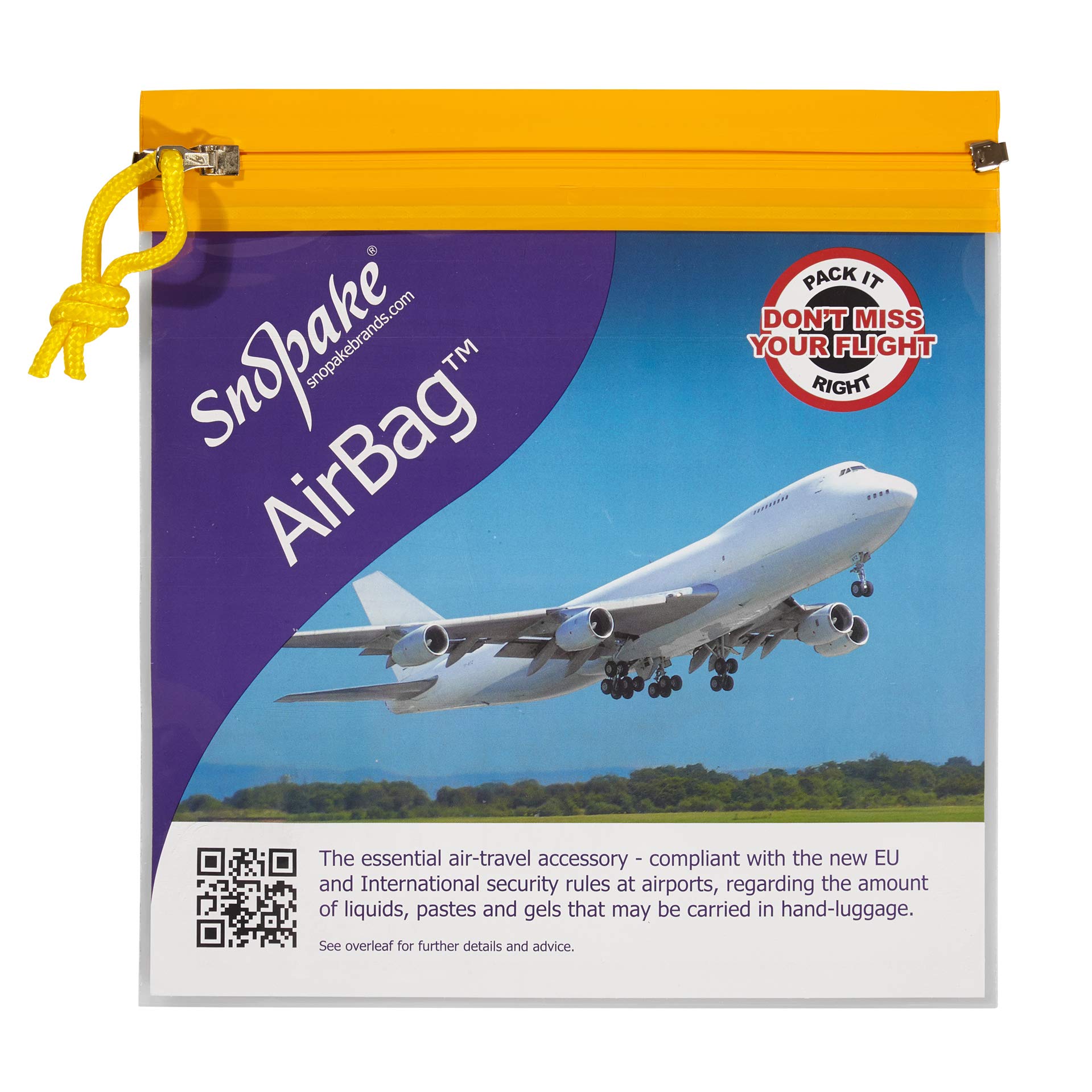 Snopake Airport Bags Clear Plastic Travel For Liquids - TSA Approved - Pack 5