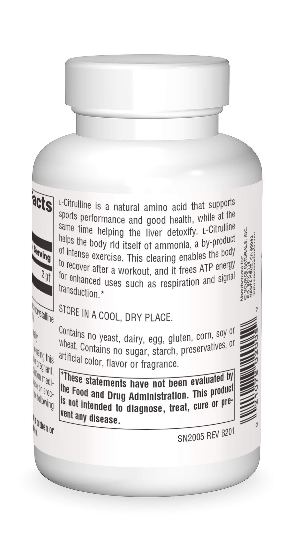 Source Naturals L-Citrulline - Supports Exercise Recovery, Energy and Detoxification, 500 mg - 120 Capsules