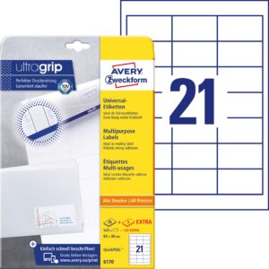 avery zweckform 6170 labels 64 x 36 mm quick-peel 25 sheets