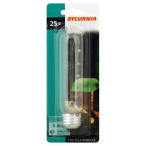 SYLVANIA T10 Incandescent 25-Watt Tubular Incandescent Bulb, Medium Base, 230 Lumens, 100 CRI, 2580K, Clear (18491)