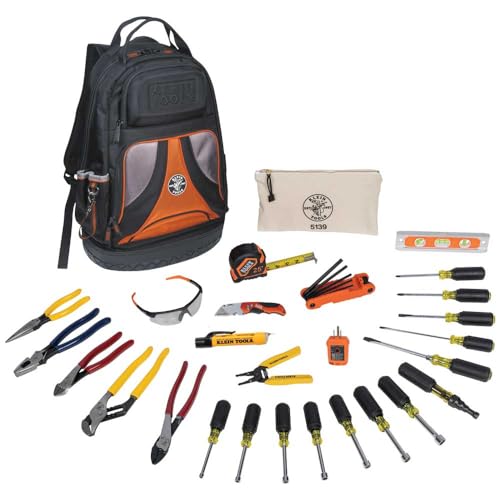 Klein Tools 80028 Hand Tools Kit includes Pliers, Screwdrivers, Nut Drivers, Backpack, and More Jobsite Tools, 28-Piece