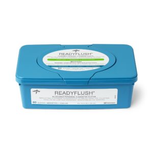 Medline ReadyFlush Large Adult-Sized 8x12 Personal Cleansing Cloths - Tub of 60 Flushable Wipes