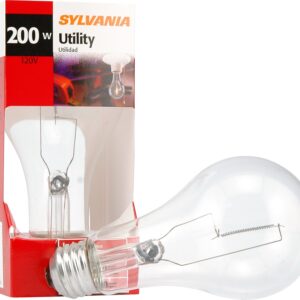 SYLVANIA Incandescent 200W A21 Utility Light Bulb, 3880 Lumens, 2850K, Medium Base, Clear, Soft White - 1 Pack (15476)