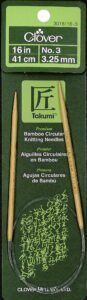 clover takumi bamboo circular knitting needle 36-inch size 3