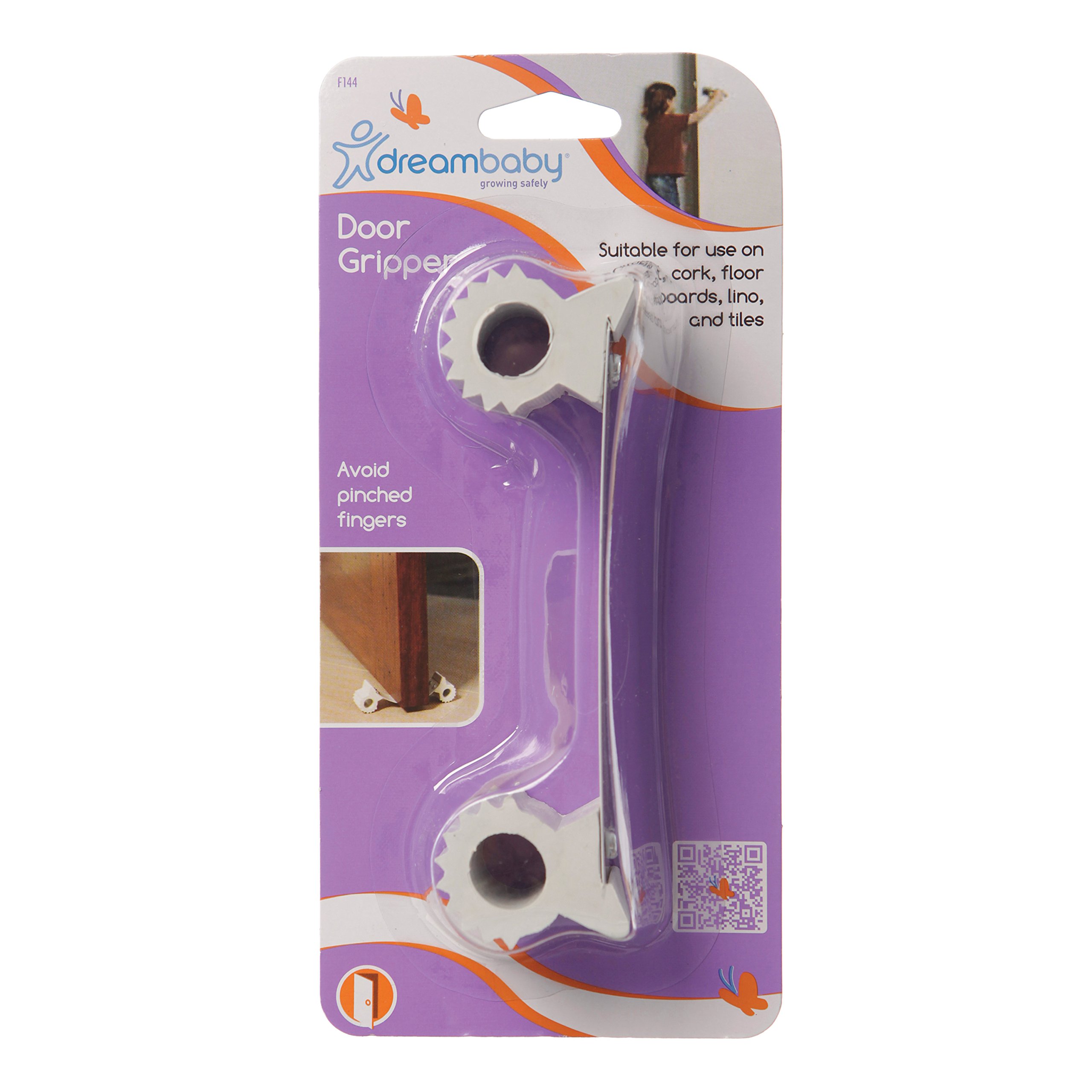 Dreambaby Under Door Gripper Stopper - Anti Door Slam & Finger Pinch - Suitable for Most Floor Types including Cork, Wooden Floorboards, Lino and Tiles- 1 Pack - Model L144