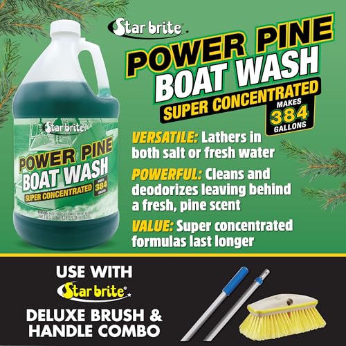 STAR BRITE Power Pine - Premium Boat Wash Super Concentrate - Makes 384 Gallons - All-Purpose, All-Surface Ultimate Cleaning Solution - Will Not Remove Wax, Polish or Harm Gel Coat 1 GAL (093700)