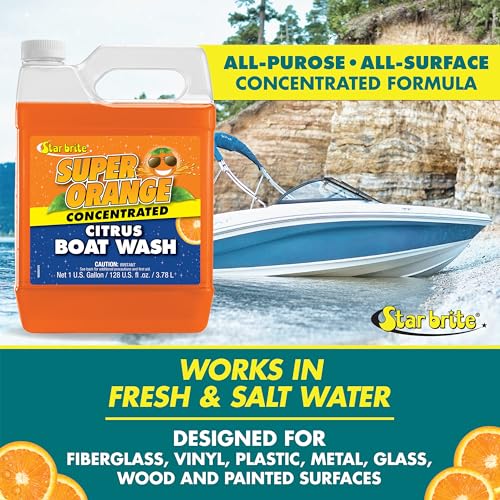 STAR BRITE Super Orange - Premium Citrus Boat Wash Super Concentrate - Makes 384 Gallons - All-Purpose, All-Surface Cleaning Solution - Will Not Remove Wax, Polish or Gel Coat 1 GAL (094500)