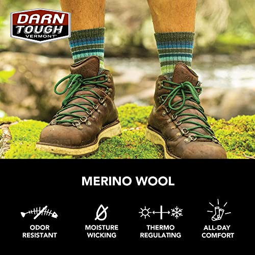 Darn Tough Hike-Trek Merino Wool Micro Crew Cushion Sock (Pair) - L Olive