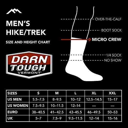 Darn Tough (Style #1466) Men's Merino Wool Micro Crew Hiker Sock With Cushion - Lime, Large