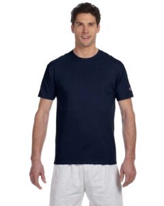 champion 6.1 oz cotton tagless t-shirt with "c" logo in navy - large