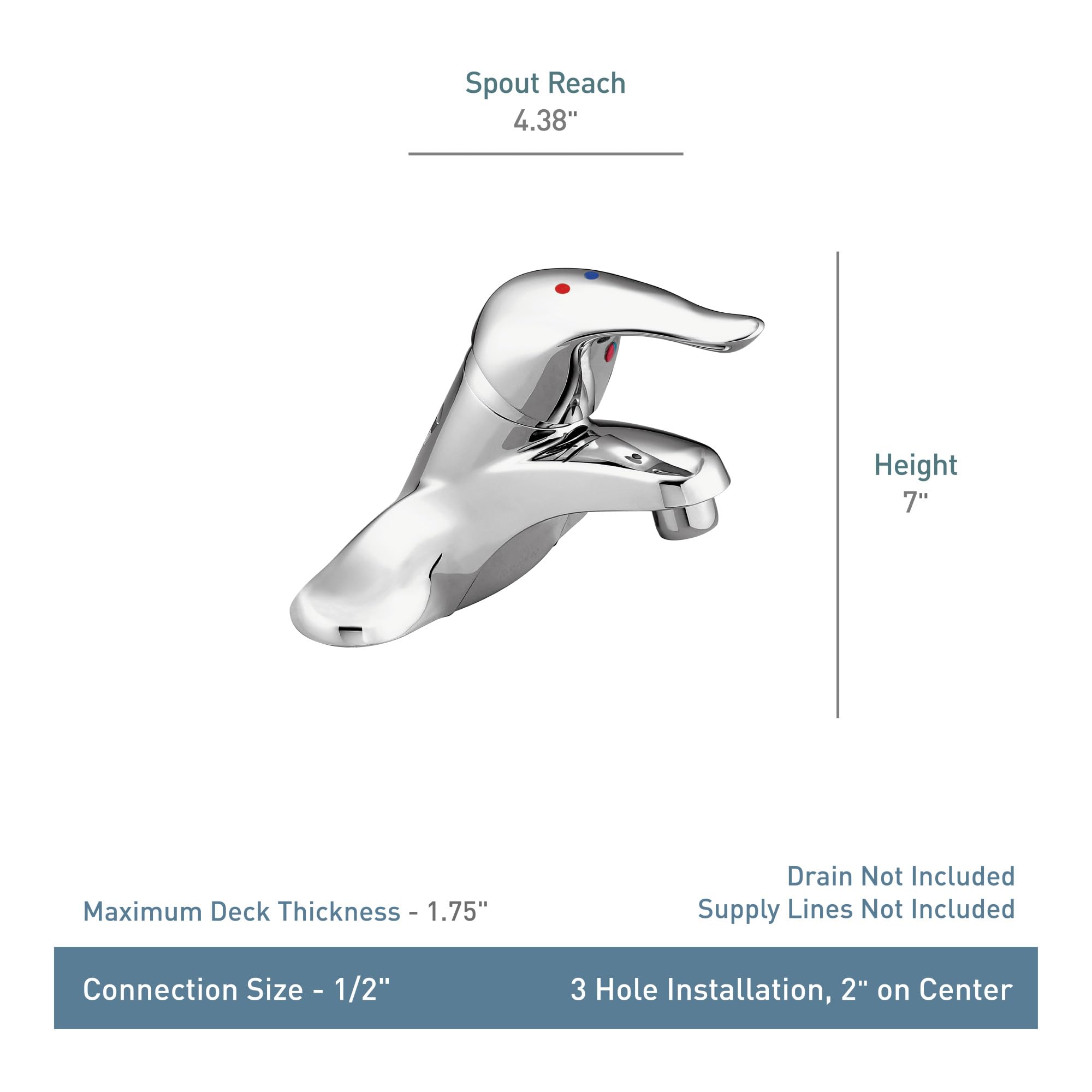 Moen Chateau Chrome Single Handle Bathroom Faucet Without Drain Assembly, L4605