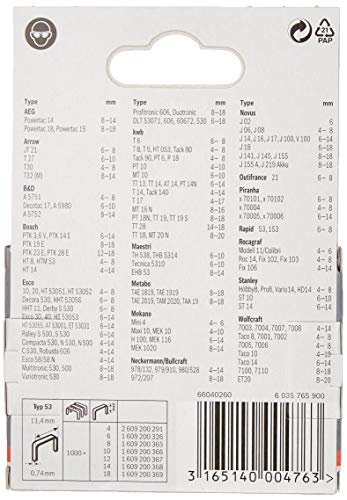 Bosch 1609200366 114 x 074 x 10 mm Type 53 Fine Wire Staples