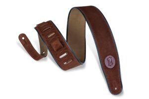 levy's leathers mss3-brn signature series hand-brushed suede guitar strap, brown