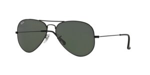 ray-ban rb 3025 aviator black w/ grey green (g15) lens 58-14-135