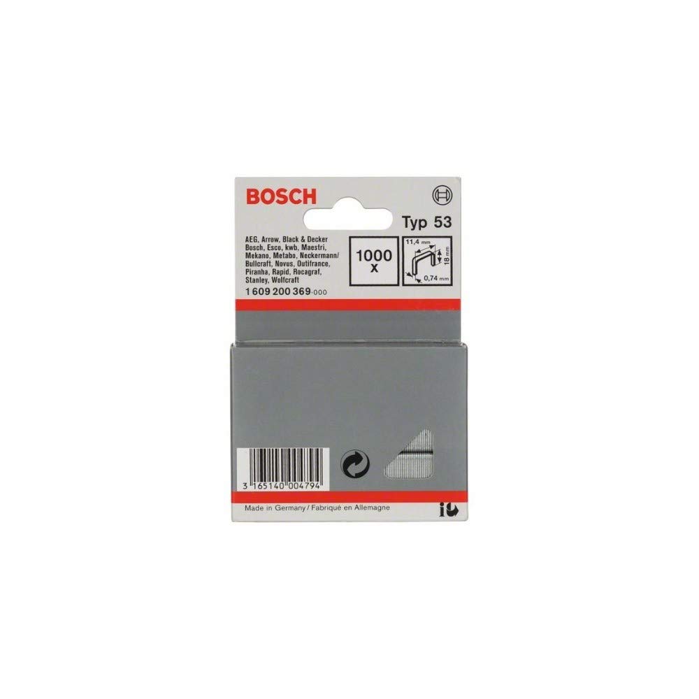 Bosch 1609200369 Fine Wire Staple 18x11, 4mm 1000 Pcs