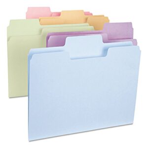 Smead SuperTab File Folder, Oversized 1/3-Cut Tab, Letter Size, Assorted Pastel Colors, 100 per Box (11961)